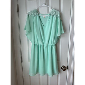 Charming Charlie Short Sleeve Mint Flowy Short Dress